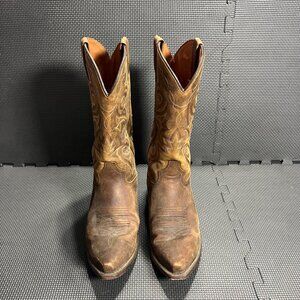 Dan Post Mens Brown Leather Western Cowboy Boots Size 9D With Embroidered Design